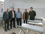 D’esquerra a dreta, Pere Jordà, Miquel Molist, Miquel Prat, Lluís Vila i Pere Baqué, dimarts passat a les instal·lacions de l’escorxador municipal de Seva. Jordi Puig