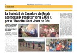La Societat de Caçadors de Rojals aconsegueix recaptar vora 2.000 euros per a l’Hospital Sant Joan de Déu